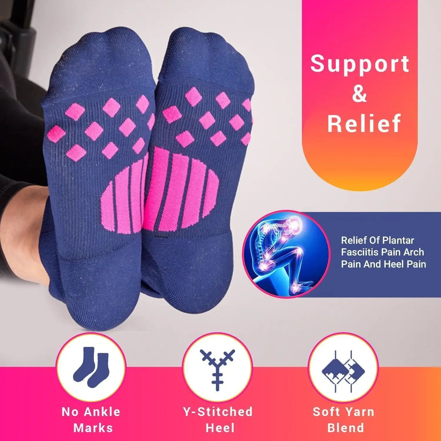 3-Pack Premium Plantar Fasciitis Compressions Socks with Advanced Arch Support (Pack of 3 Pairs) - Supply DME