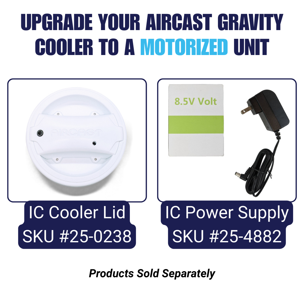 Aircast Gravity Cooler motorized upgrade kit with cooler lid and 8.5V power supply, Supply Cold Therapy