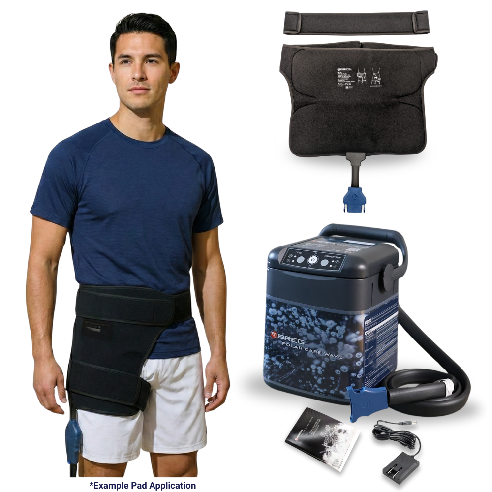 Breg Wave hip cold therapy device with pad, hose, and accessories for targeted hip relief