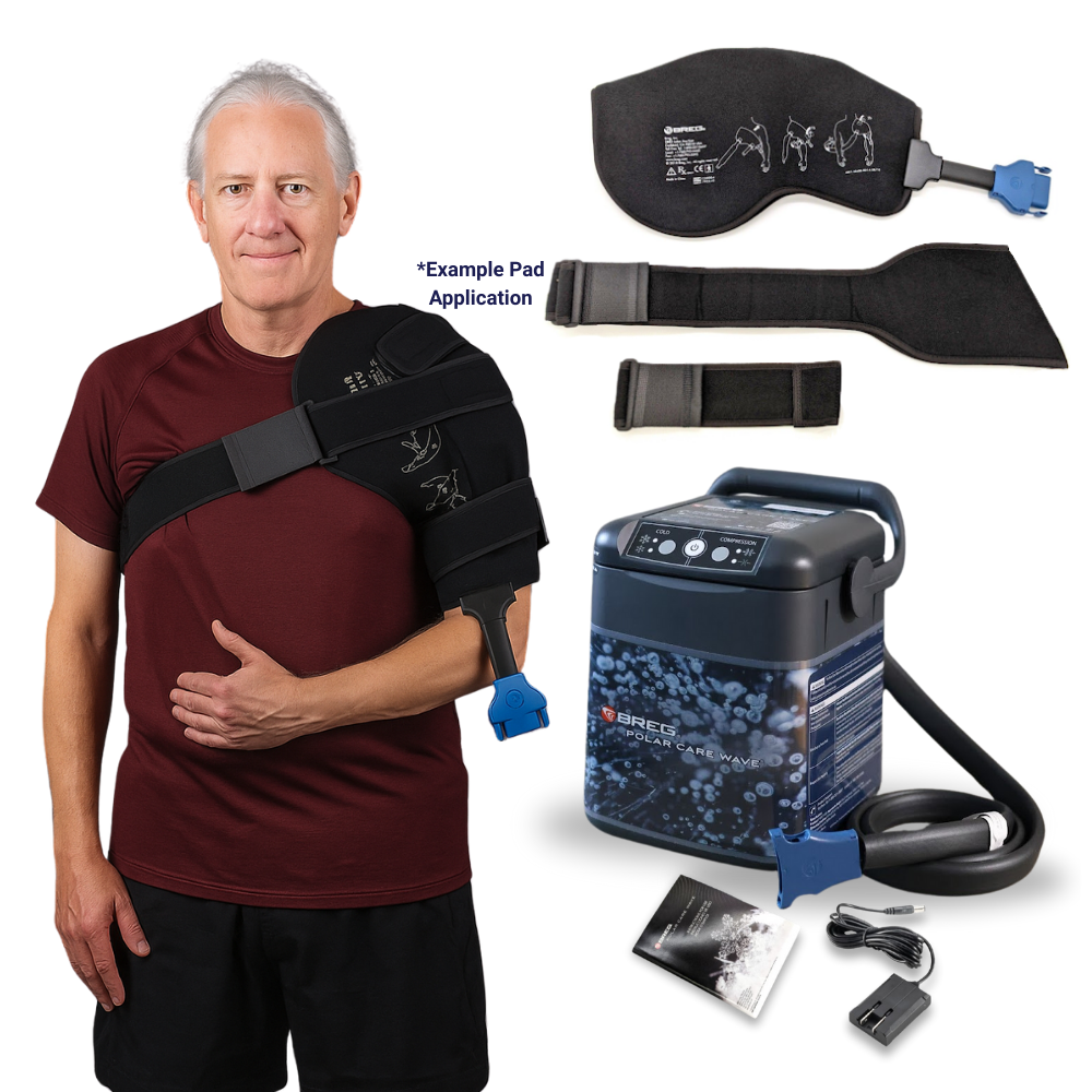 Breg Wave cold therapy device for shoulder with pad, strap, and accessories, Supply Cold Therapy