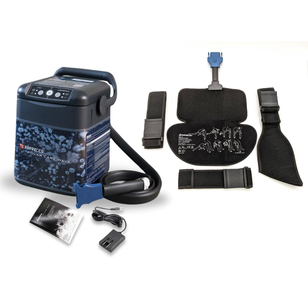 Breg Polar Care Wave cold therapy device with universal pad, straps, and accessories