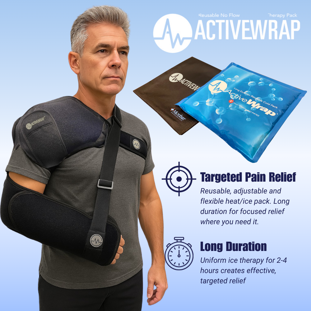 ActiveWrap® Pro 2-4 Hour Shoulder Ice Wrap w/ Two (2) 7"x10" Long Duration Gel Packs by Supply Cold Therapy at Active Wrap