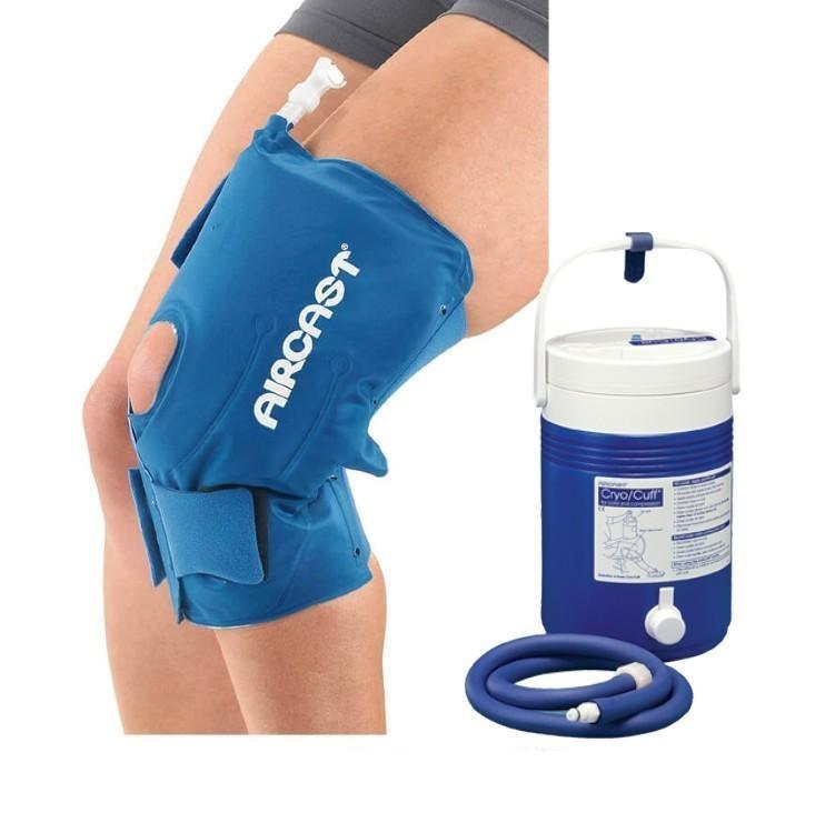 Aircast Gravity Cooler System with knee Cryo Cuff cold therapy device from Supply Cold Therapy