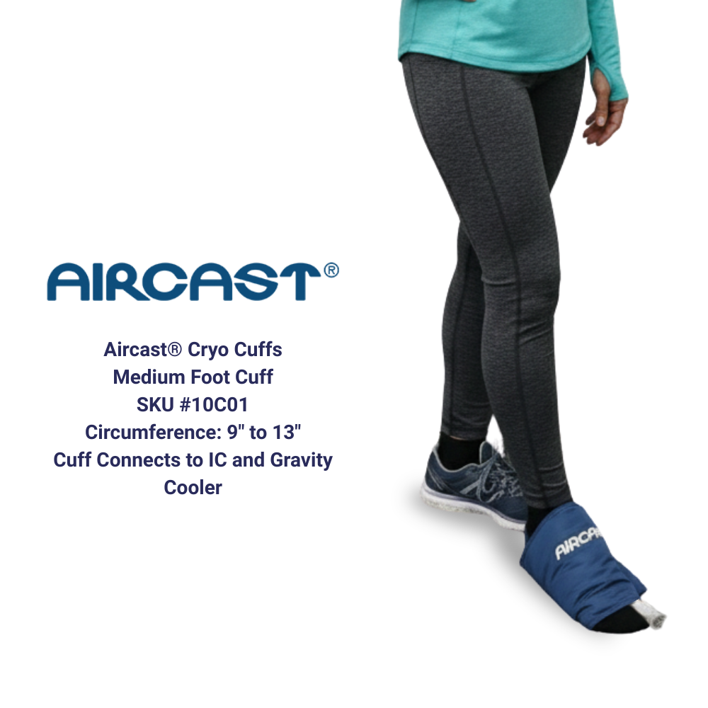 Aircast Cryo Cuffs medium foot cuff for cold therapy, shown on foot, Supply Cold Therapy