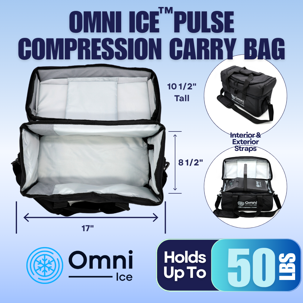 Omni Ice compression cold therapy carry bag, black, insulated, holds up to 50 lbs, 17 inches wide