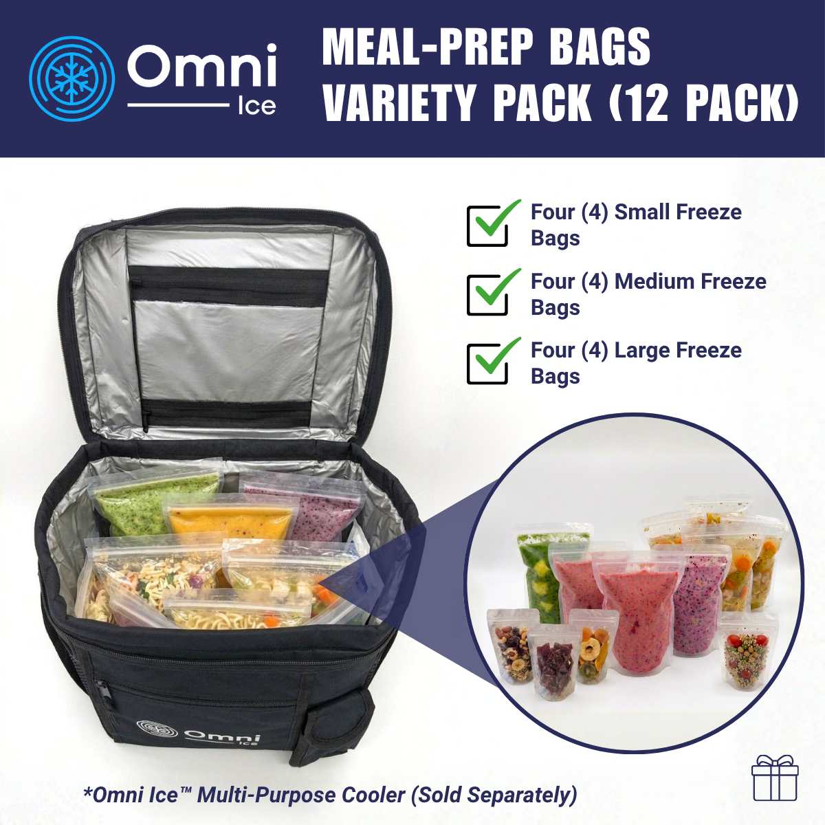 $35 Deals - Meal-Prep Bag Kit by Omni Ice™ Freeze & Reheat Variety Pack (12 bags 3 sizes)