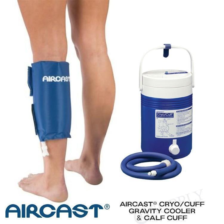 Aircast Cryo Cuff Gravity Cooler with blue calf cold therapy pad, Supply Cold Therapy