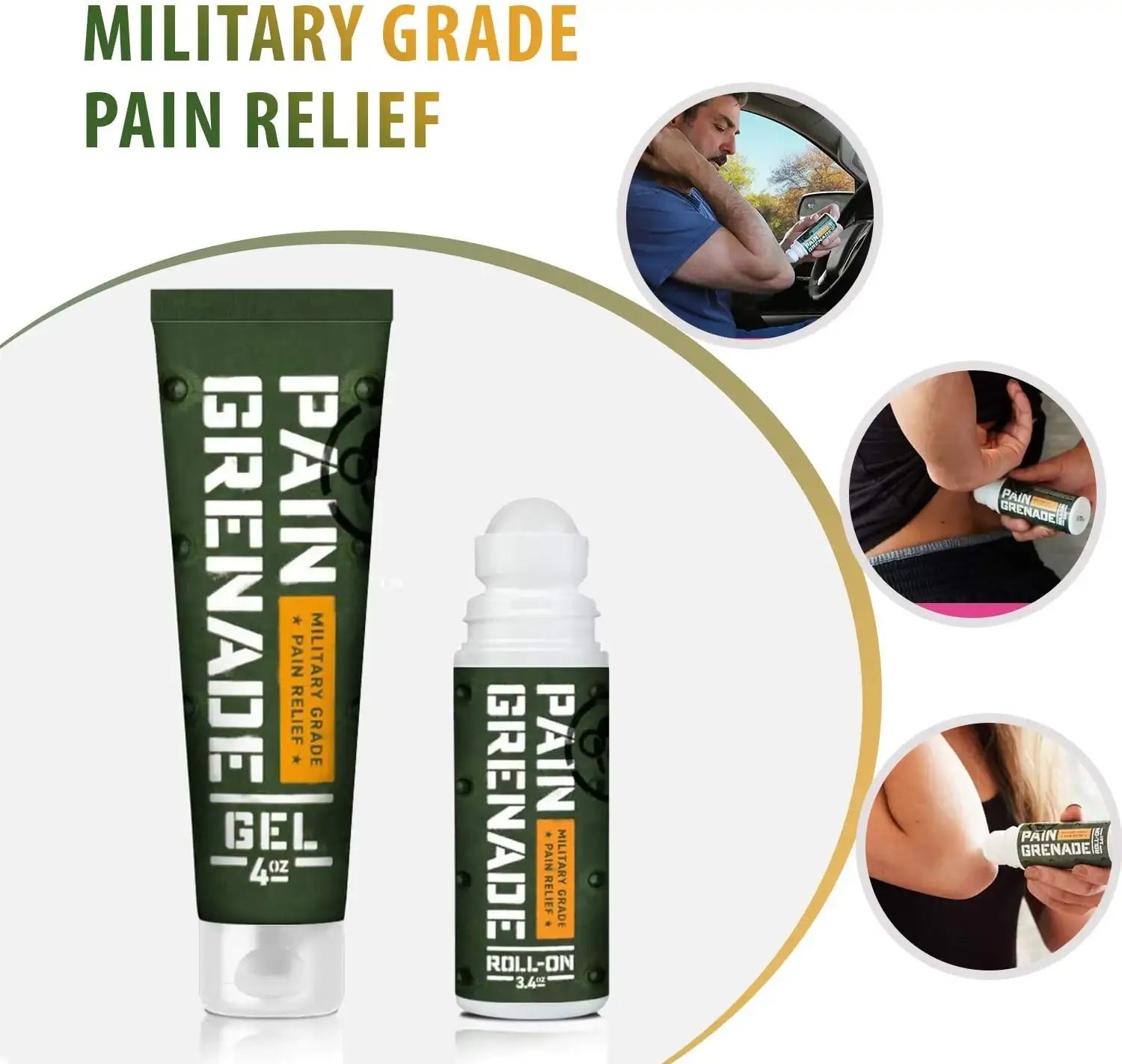 Pain Grenade Roll On Pain Relief - Roll On Muscle Pain Reliever for Pain & Arthritis – with Arnica, Menthol & Camphor - Supply DME